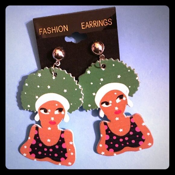 Afro Lady Earrings  - Picture 1 of 3